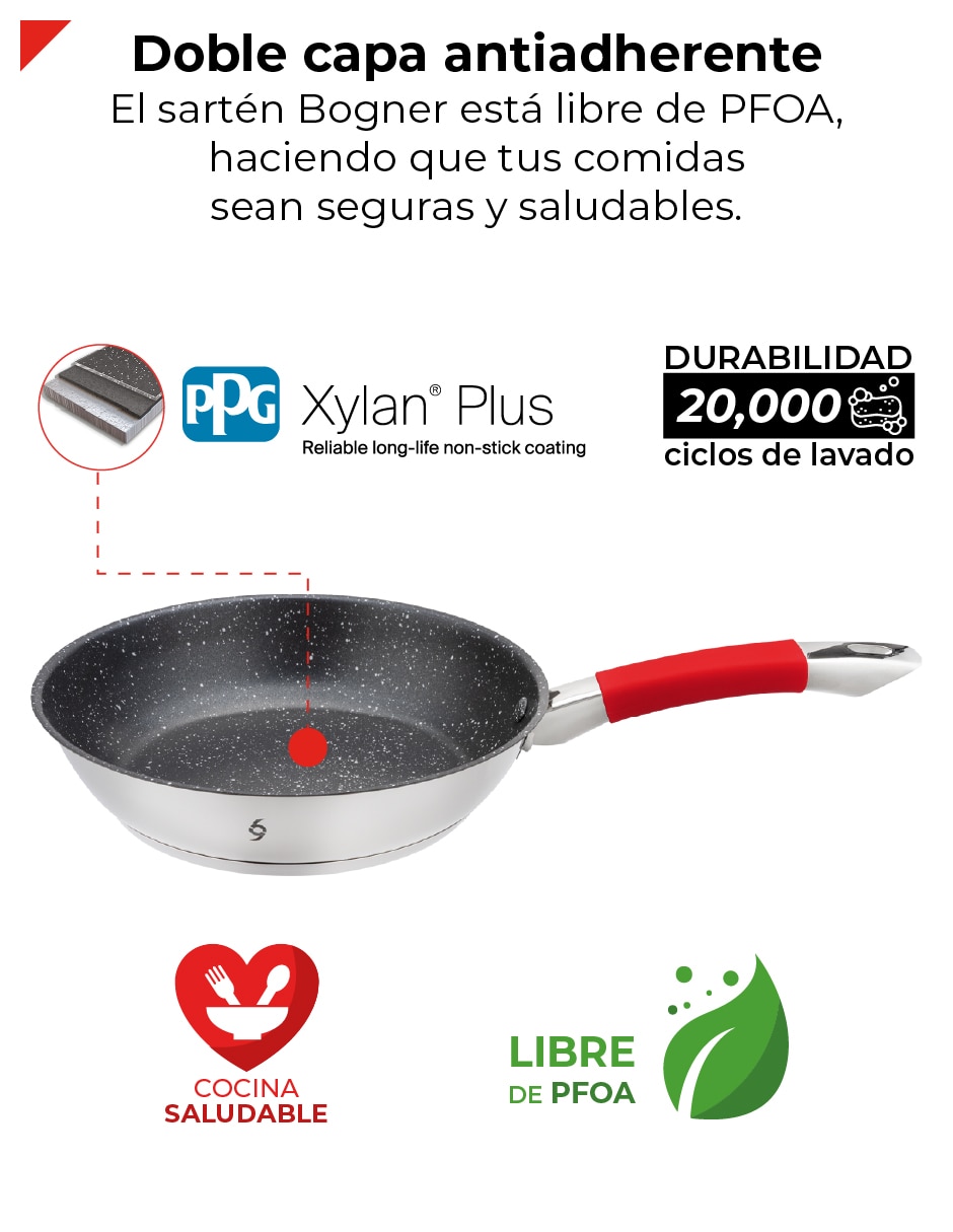Batería de cocina Bogner BCPS07-BFPS02 de acero inoxidable antiadherente Titanio 9 piezas
