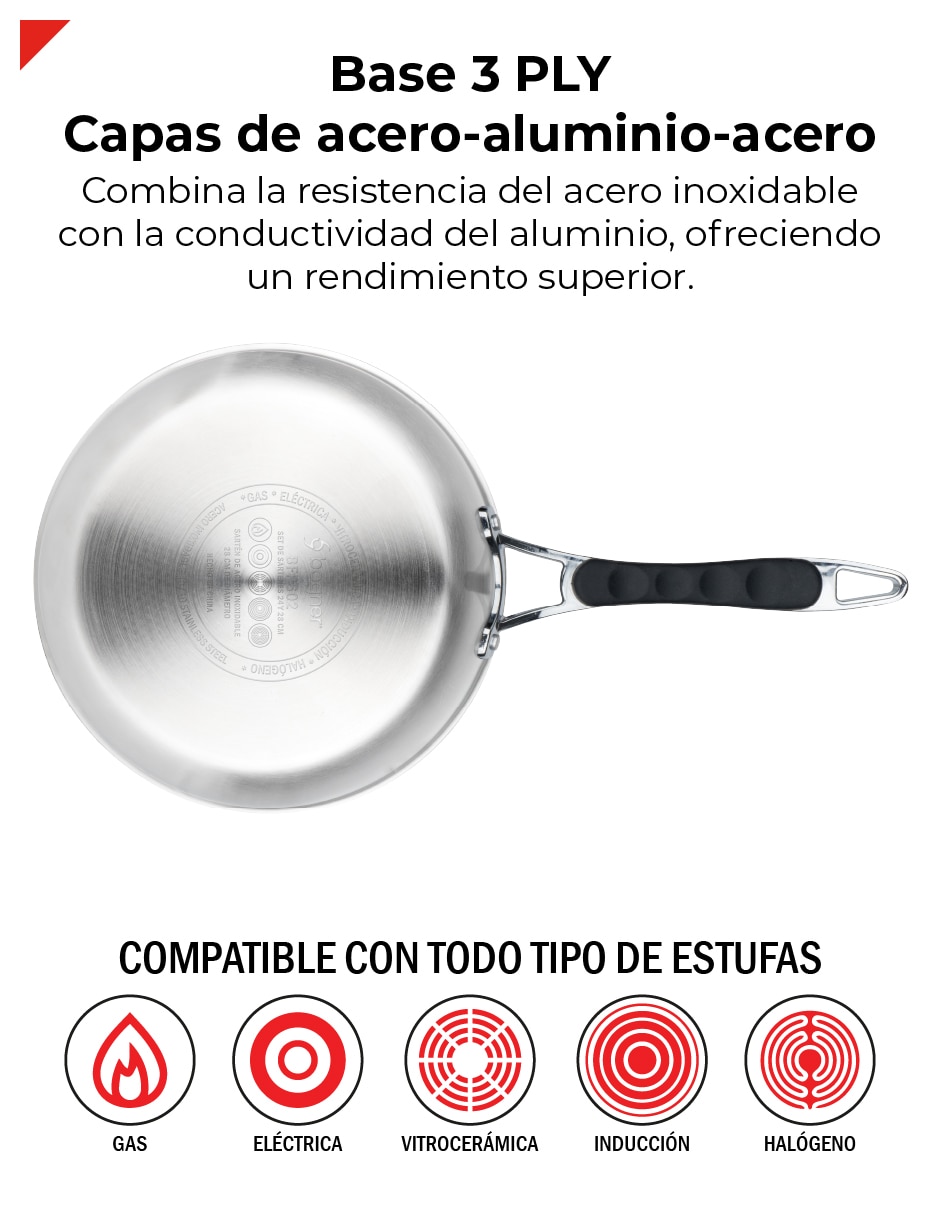 Batería de cocina Bogner BCPS07-BFPS02 de acero inoxidable antiadherente Titanio 9 piezas