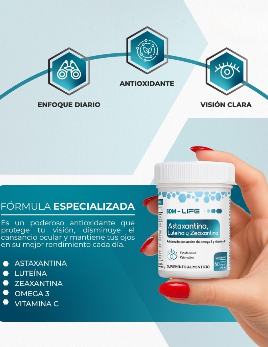 Set de suplementos alimenticios Astaxantina, Luteína y Zeaxantina BDM LAB