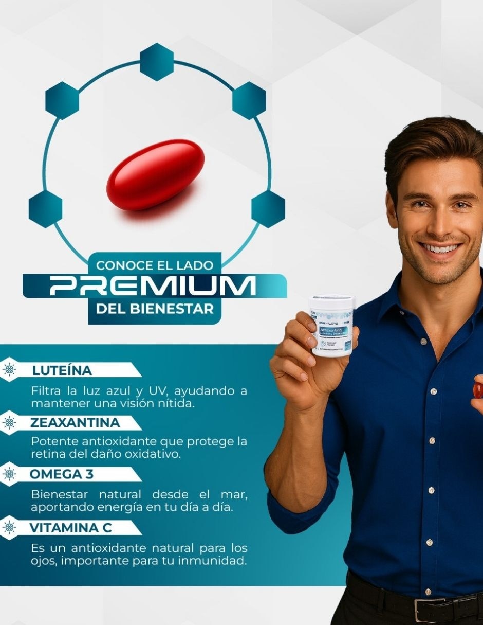 Set de suplementos alimenticios Astaxantina, Luteína y Zeaxantina BDM LAB