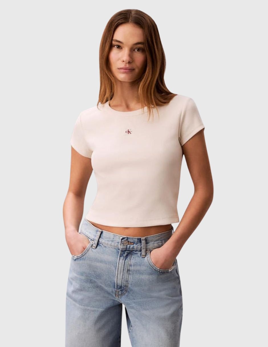 Playera manga corta cuello redondo para mujer