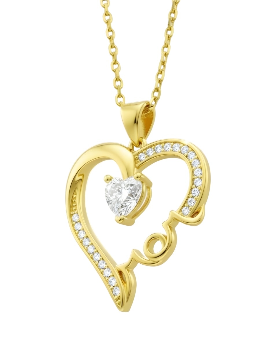 Collar con dije corazón Zvezda Aurore con acabado chapa de oro 18 K