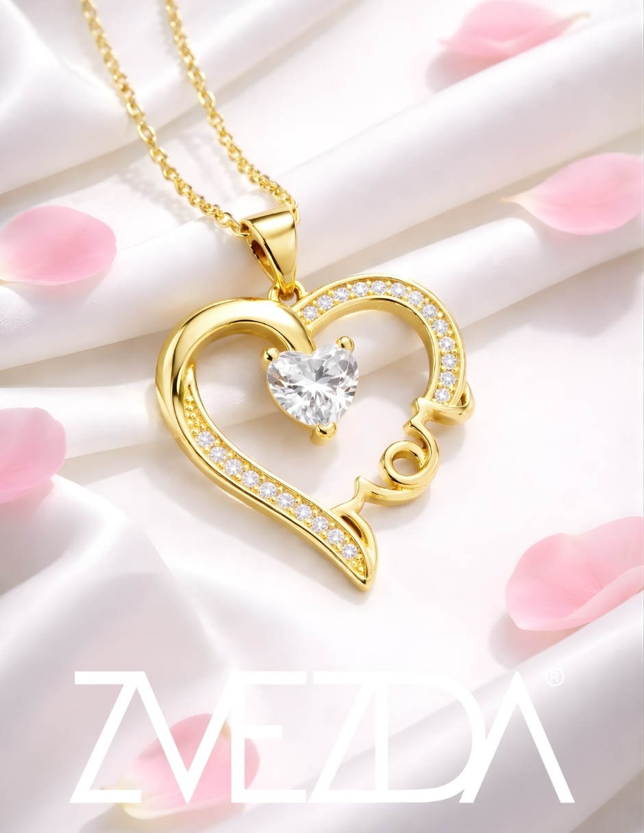 Collar con dije corazón Zvezda Aurore con acabado chapa de oro 18 K
