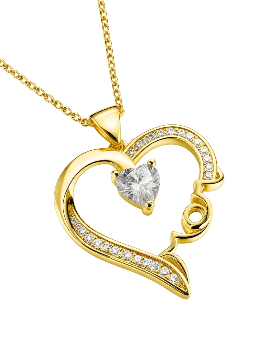 Collar con dije corazón Zvezda Aurore con acabado chapa de oro 18 K