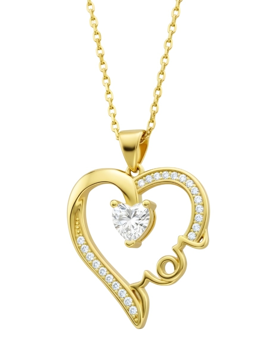 Collar con dije corazón Zvezda Aurore con acabado chapa de oro 18 K