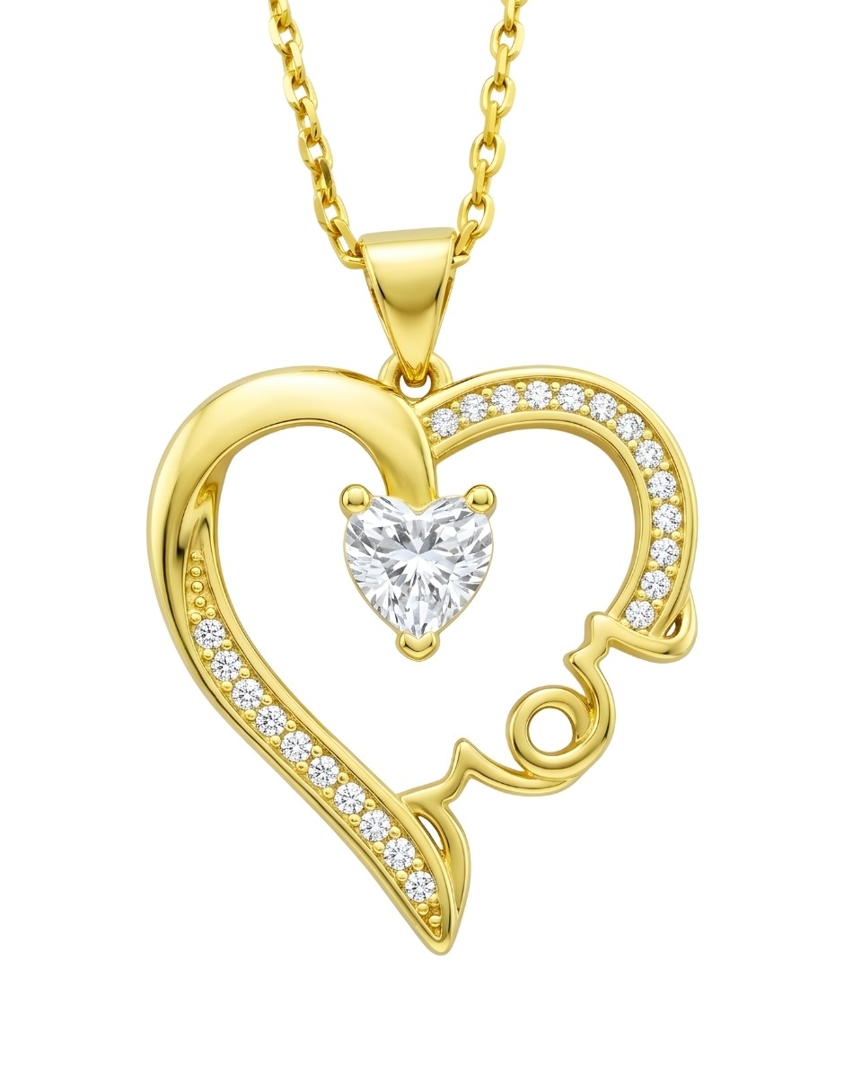 Collar con dije corazón Aurore con acabado chapa de oro 18 K
