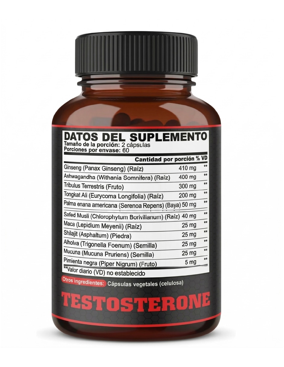 Testosterona 11 en 1 Fuerza Y Energía Masculina AGOBI de 120 cápsulas