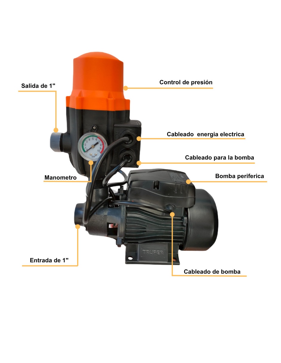 Bomba de agua presurizada Truper 1/2 HP
