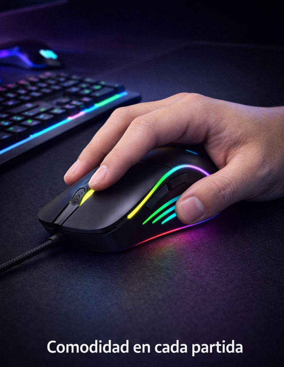 Havit mouse gamer havit ms1029 con cable usb rgb 7 botones programables y 7200 dpi