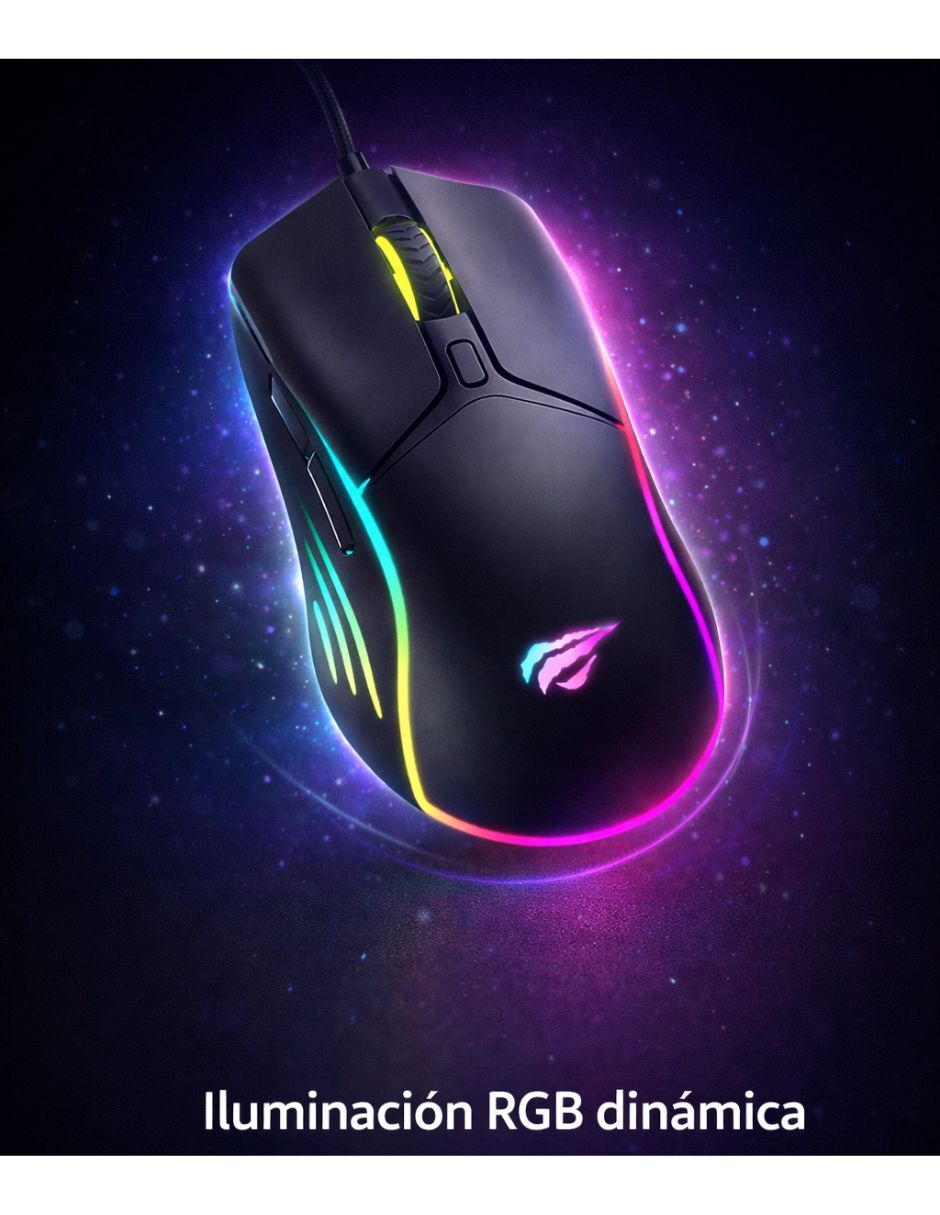 Havit mouse gamer havit ms1029 con cable usb rgb 7 botones programables y 7200 dpi