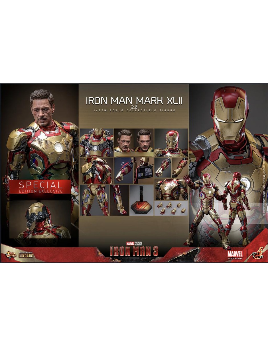 Figura de colección marvel avengers age of ultron iron man especial hot toys con luz
