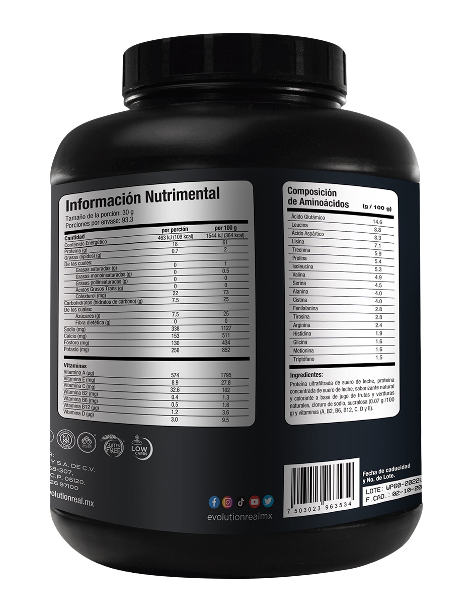 Proteína Evolution WP60 Vainilla 2800 gr EVOLUTION NUTRACEUTICAL COMPANY con Proteína sabor Vainilla de