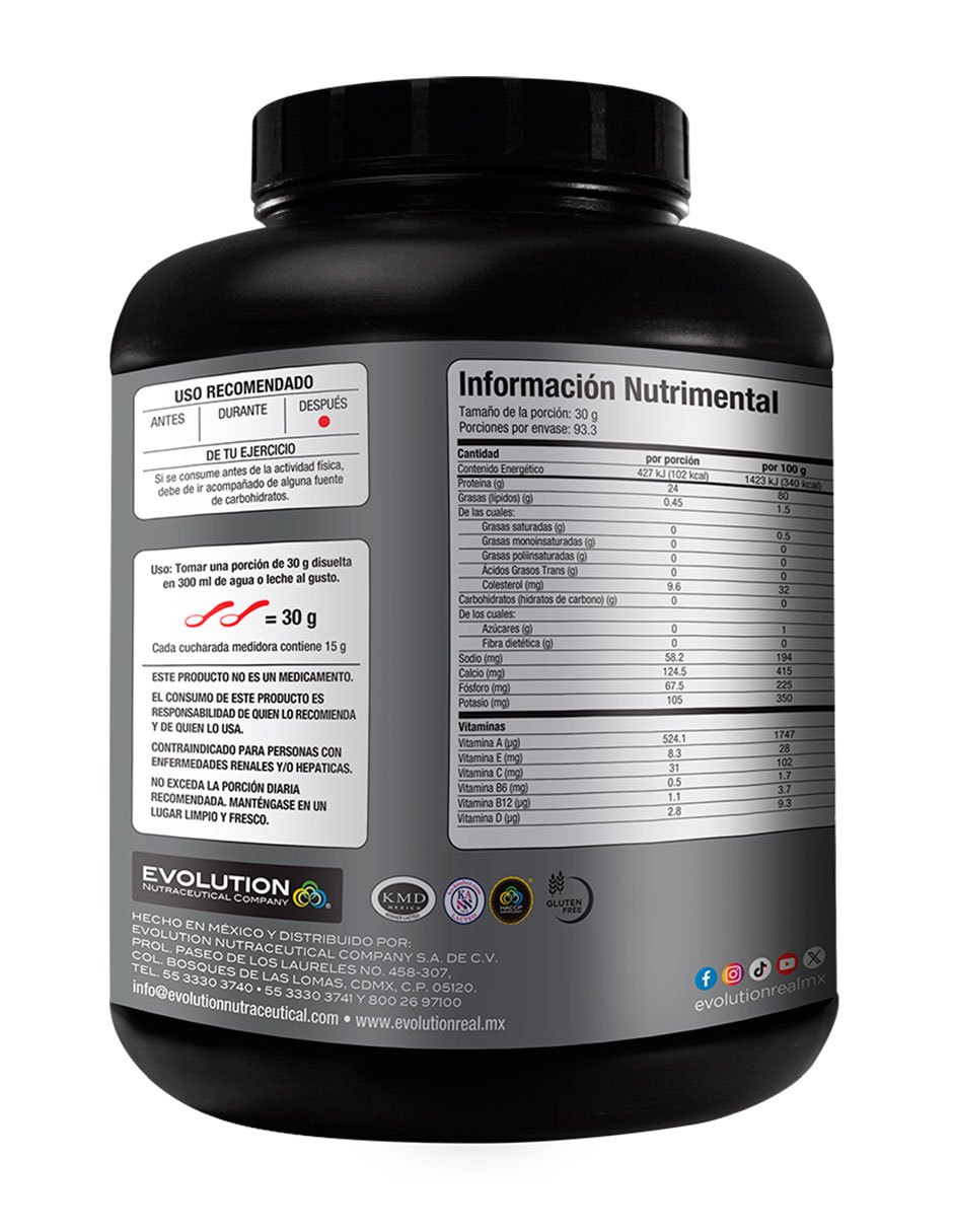 Proteína Evolution WP100 Cookies Evolution Nutraceutical Company sabor Galleta de 2.8 Kg