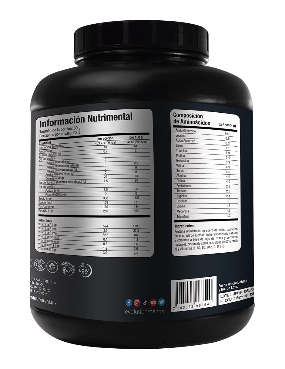 Proteína Evolution WP60 sabor fresa de 2.8 Kg 2