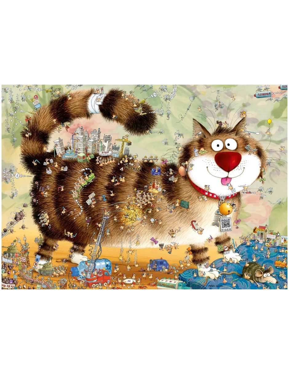 Rompecabezas artistas modernos Degano: Vida de gatos Heye 1000 piezas