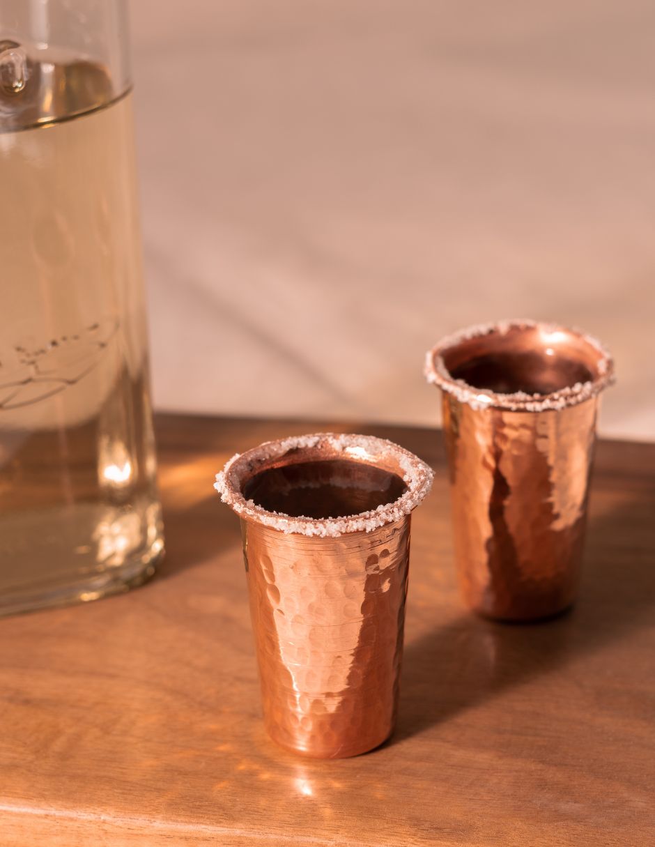 Vaso tequilero d'artesano utensilios de bar de cobre con 8 piezas piezas
