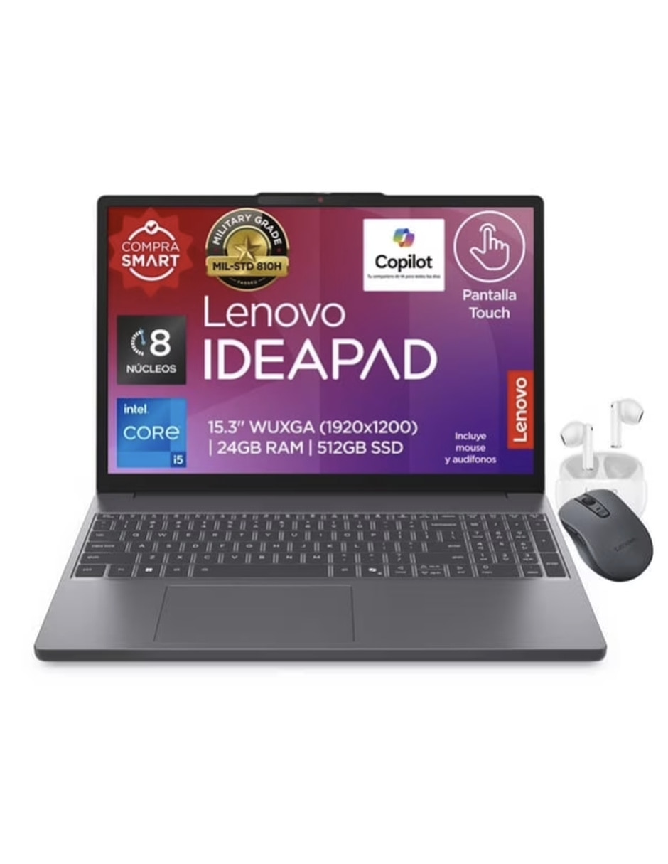 LENOVO Laptop touch Lenovo Ideapad Slim 15.3 pulgadas WUXGA Intel Core i5 Intel UHD Graphics 24 GB RAM 512 GB SSD