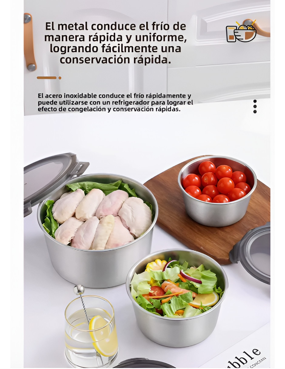 Kit de contenedores de acero inoxidable 5 piezas 3