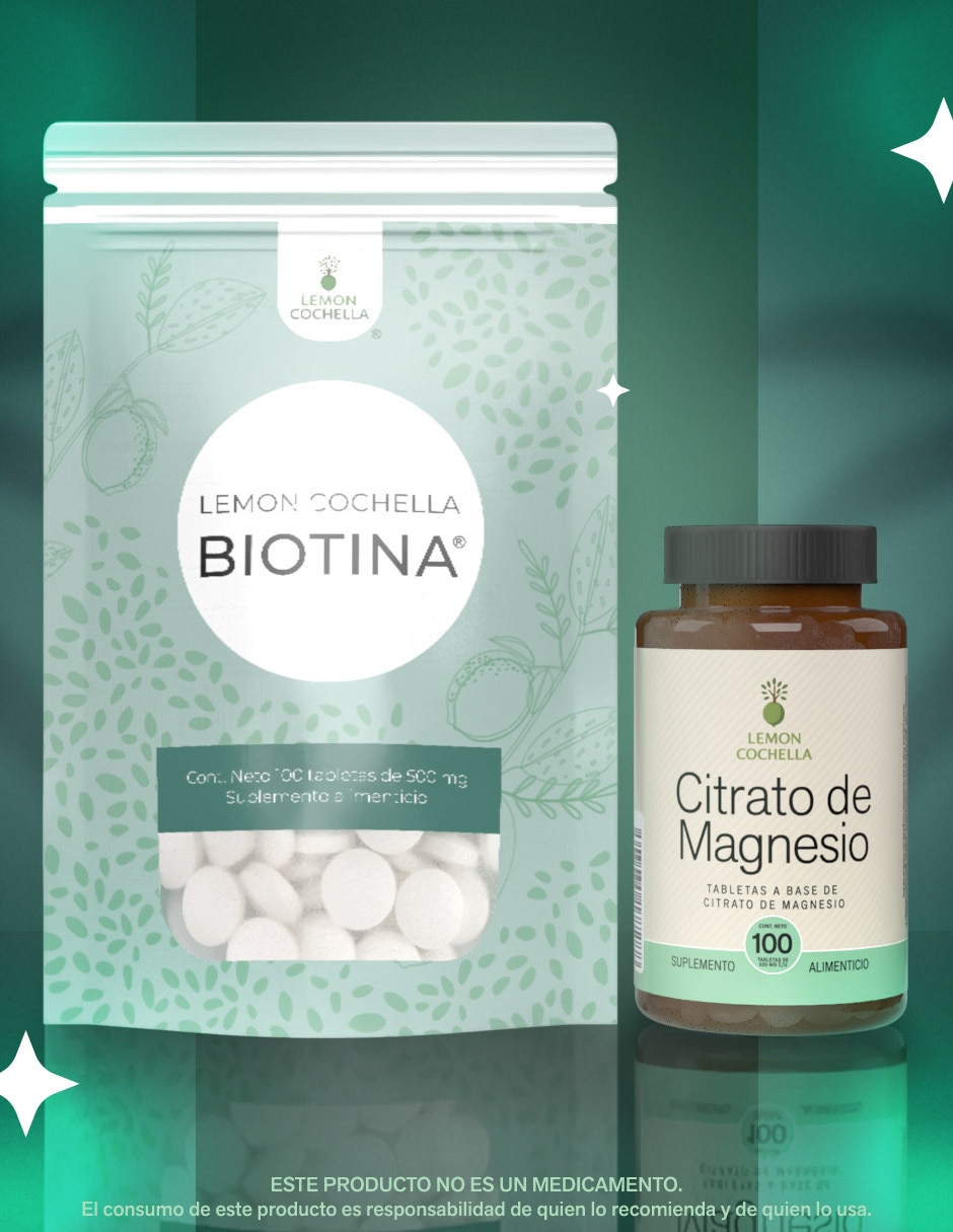 Set suplemento combo biotina citrato de magnesio Lemon Cochella