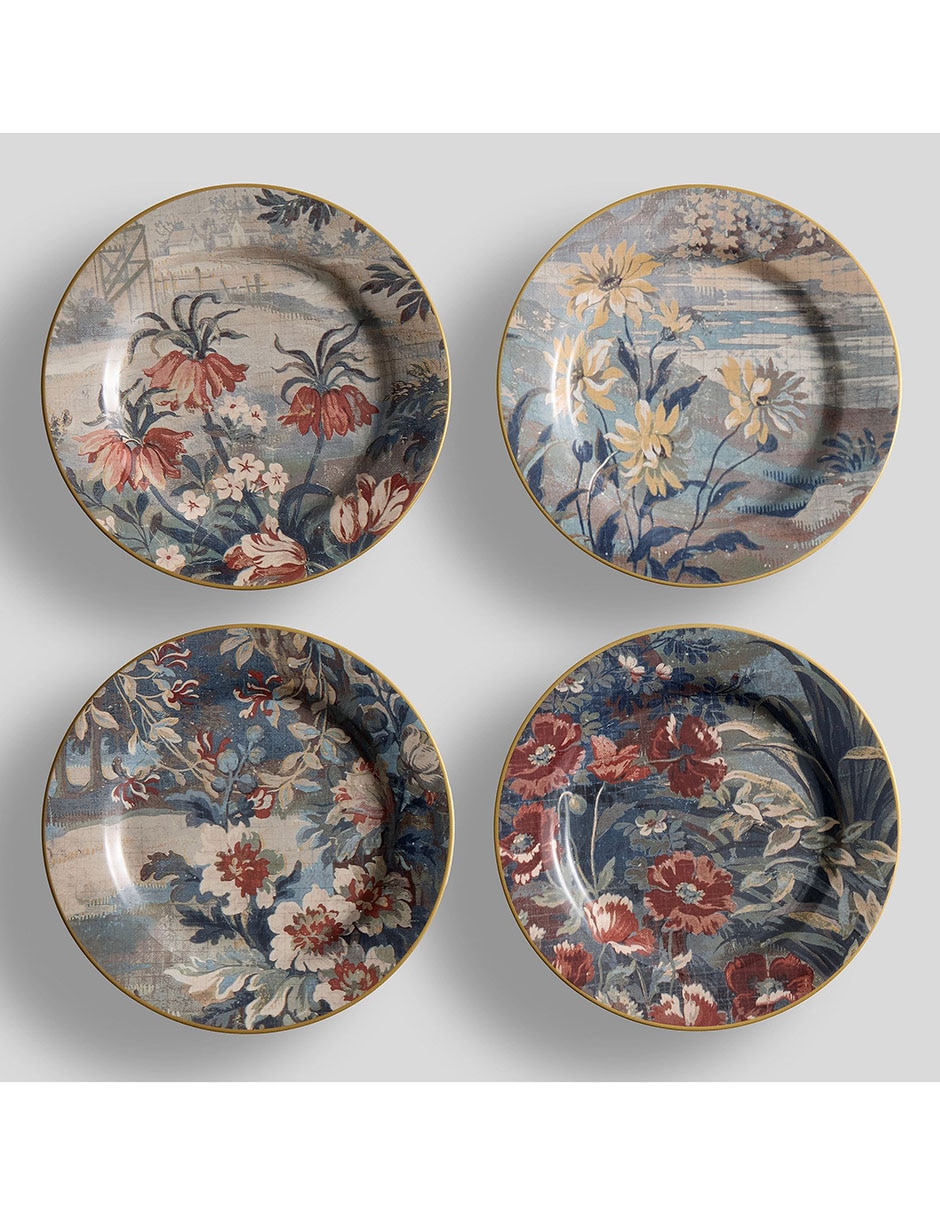 Set platos kravet folly scenic para postre de cerámica 4 piezas