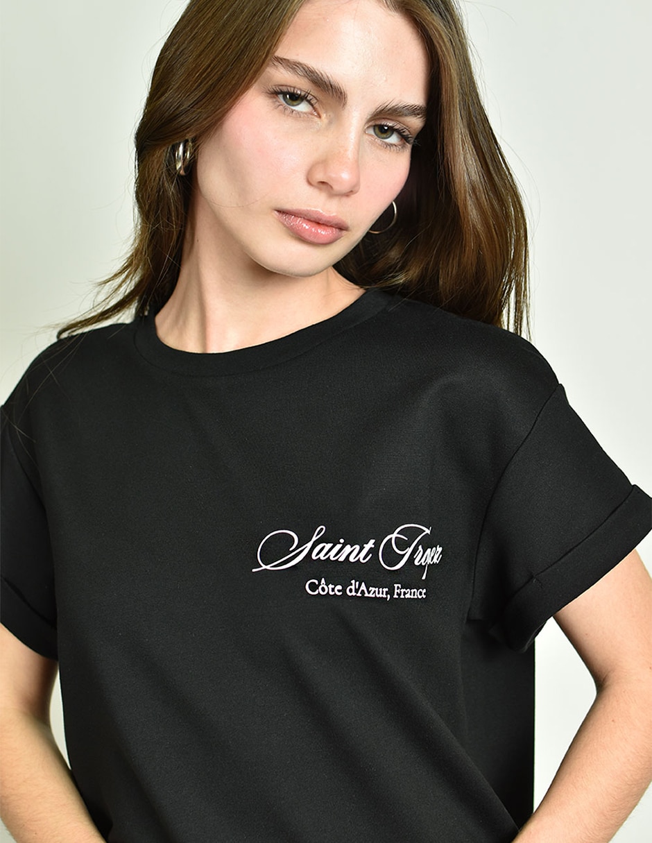 Playera manga corta cuello redondo para mujer 4