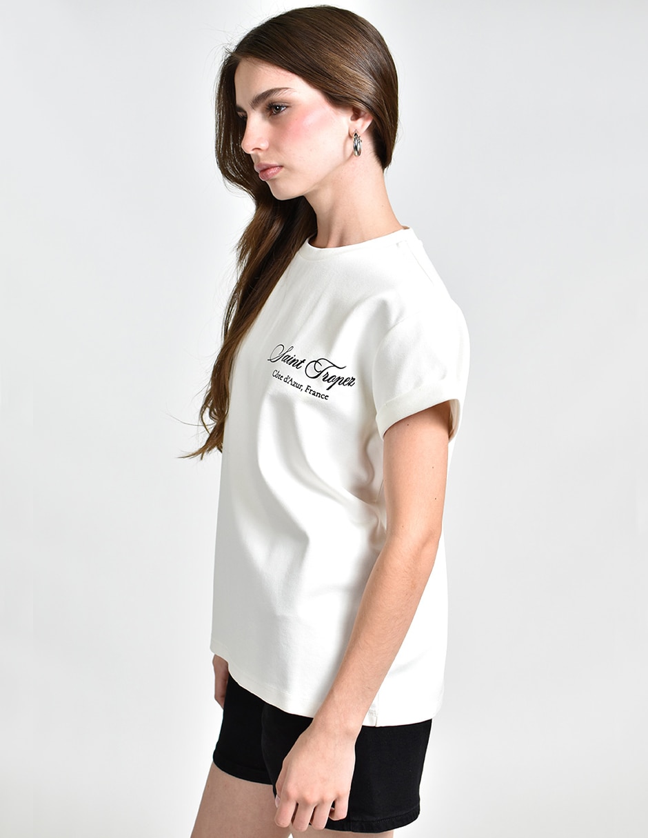 Playera manga corta cuello redondo para mujer 2