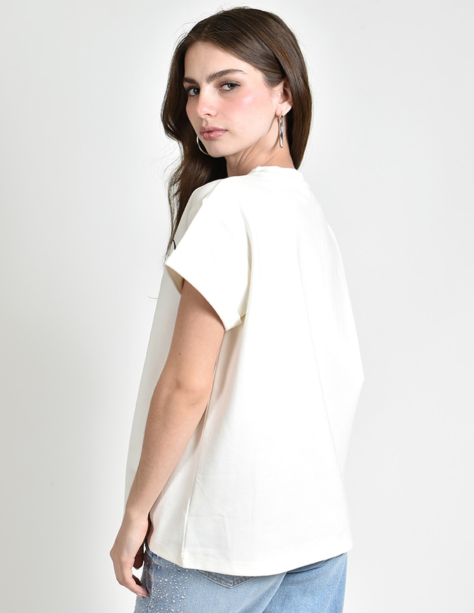 Playera manga corta cuello redondo para mujer 4