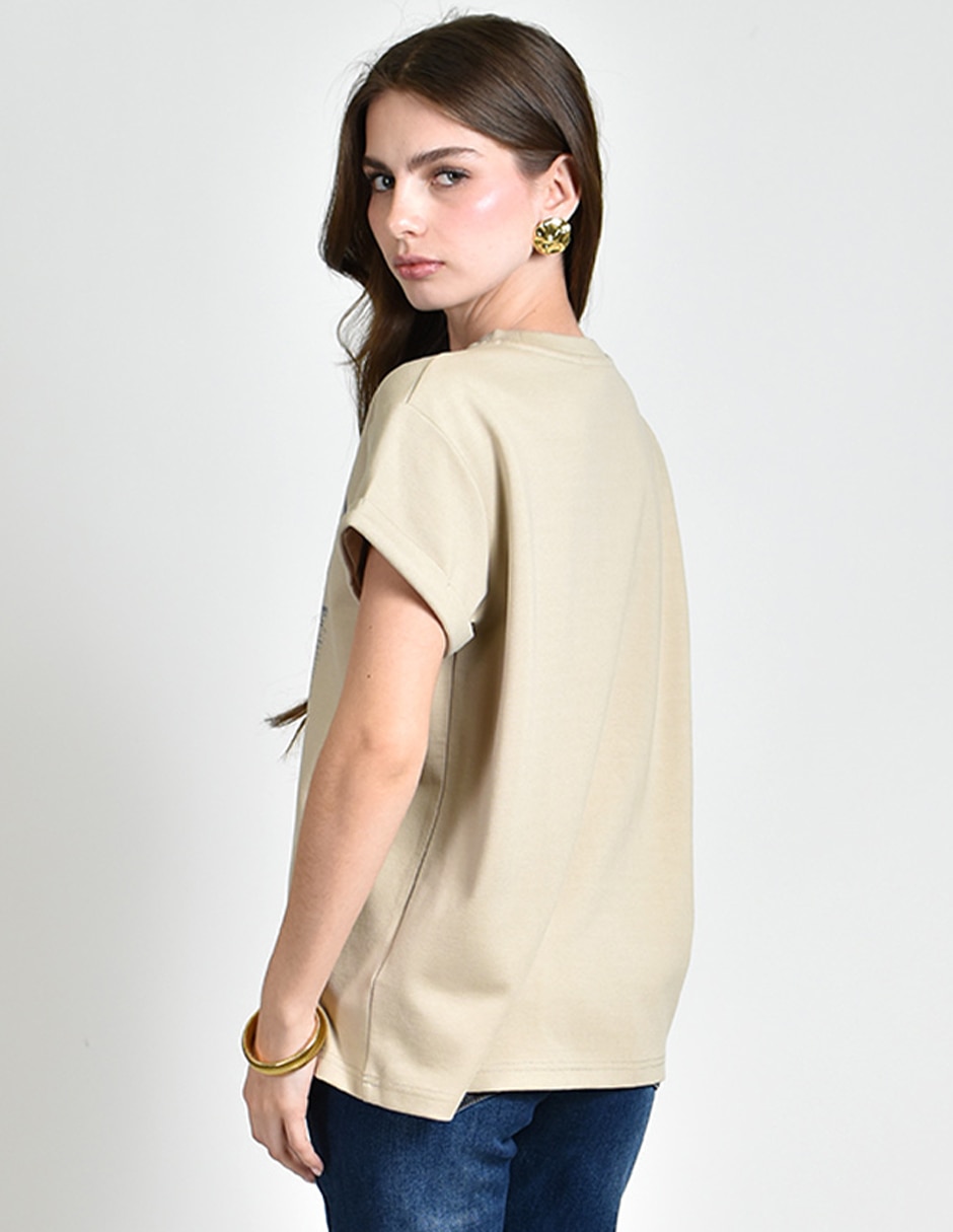 Playera manga corta cuello redondo para mujer 6