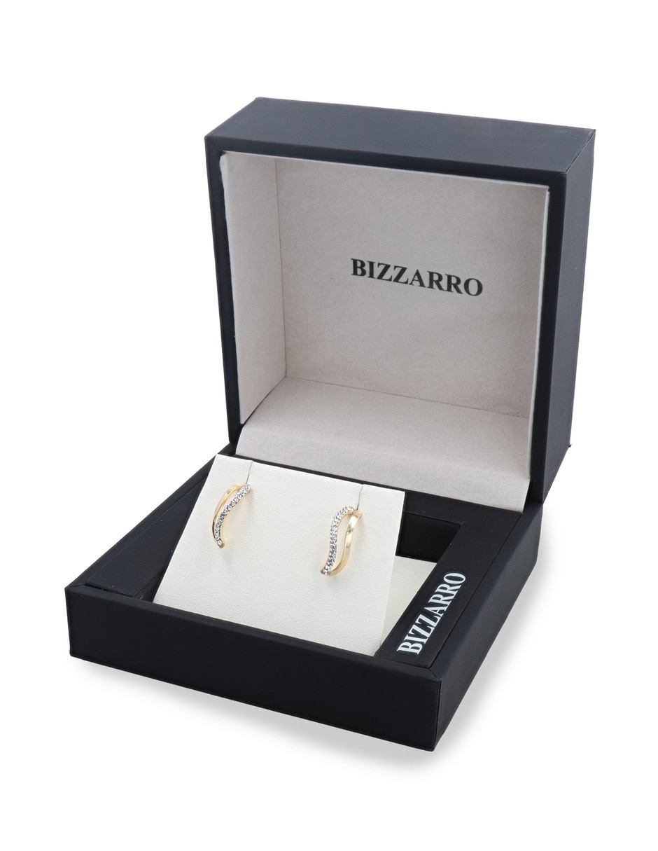 Aretes cortos de Joyerias Bizzarro de oro rosa 10 K con acabado brillante zirconia