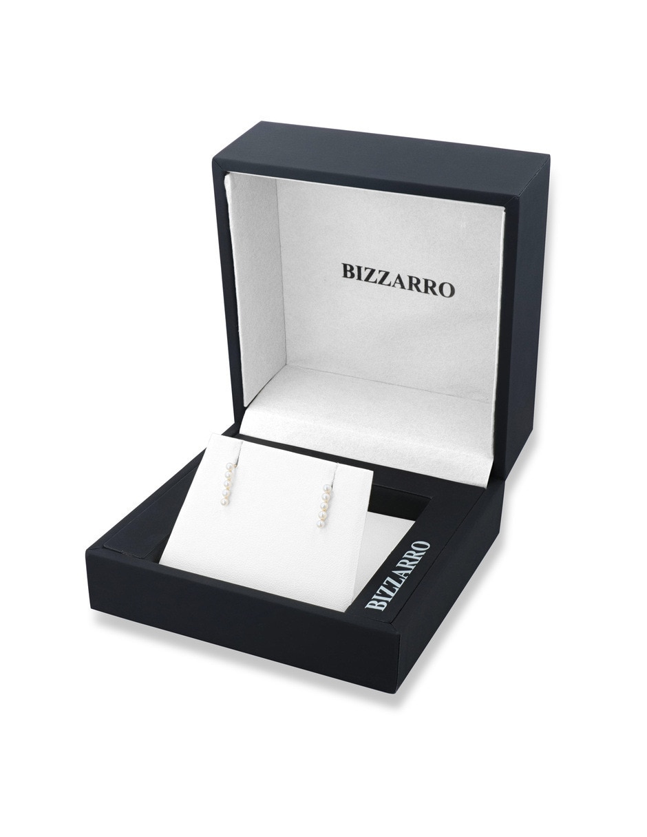 Aretes largos de perla de oro 10 K con acabado brillante 4
