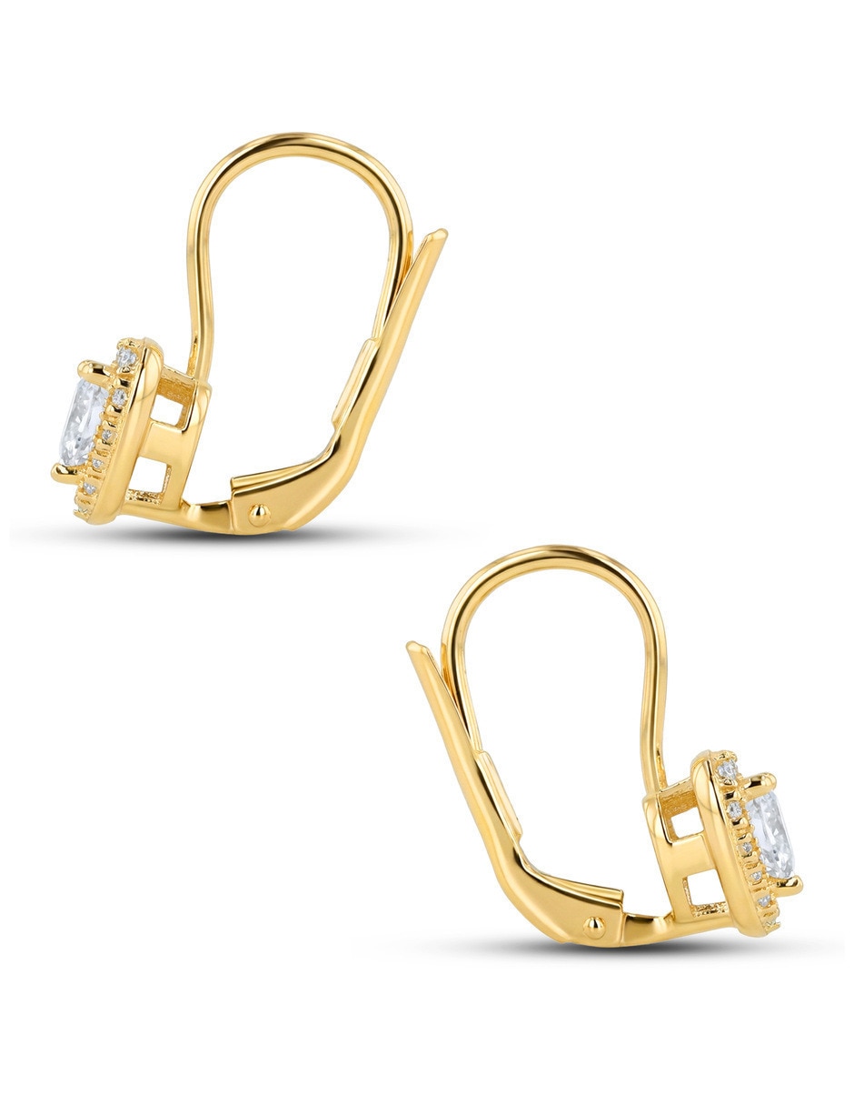Aretes cortos de corazón Joyerias Bizzarro de oro 14 K con acabado brillante zirconia
