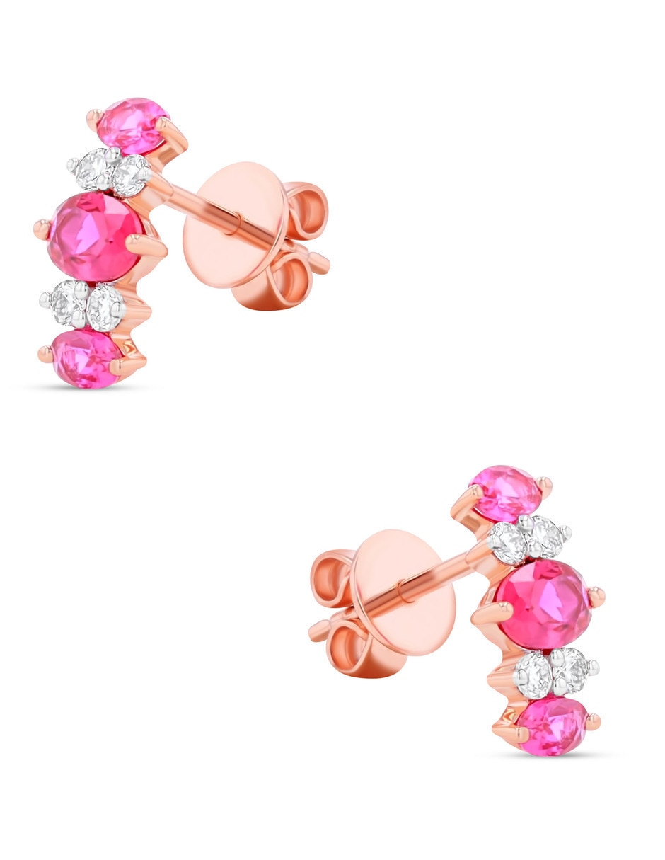 Corto ovalada joyerias bizzarro taza de oro rosa 14 k con acabado brillante diamante