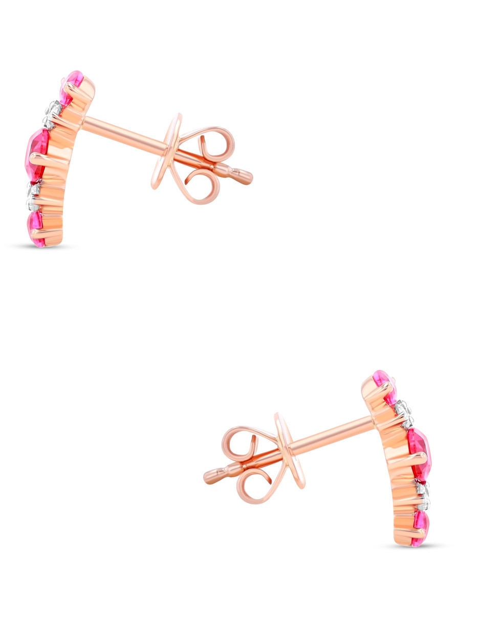 Corto ovalada joyerias bizzarro taza de oro rosa 14 k con acabado brillante diamante