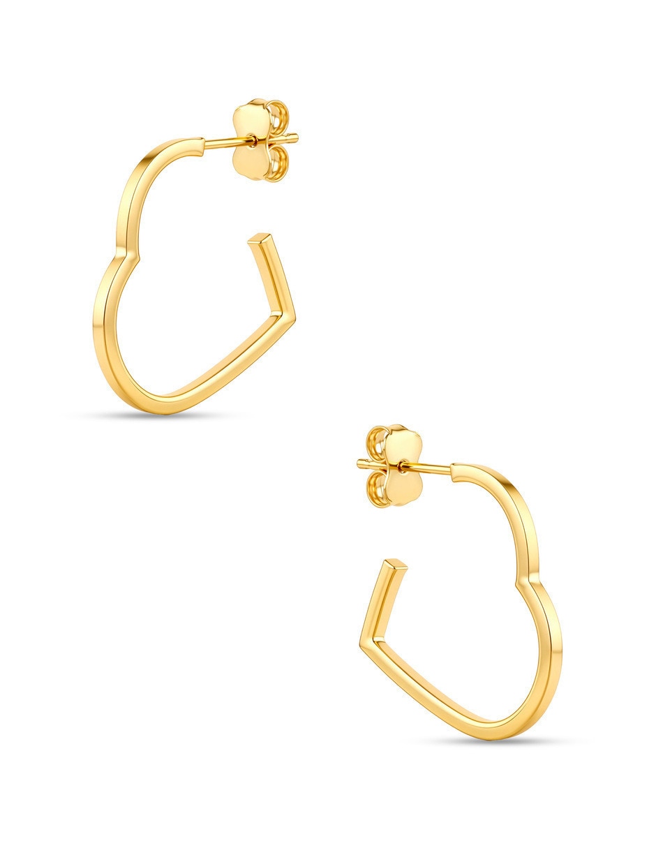 Aretes cortos de Corazón Joyerias Bizzarro de Oro rosa 14 K con acabado brillante