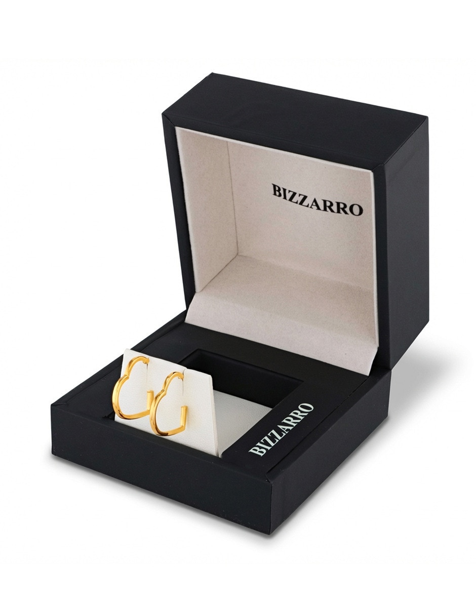 Aretes cortos de Corazón Joyerias Bizzarro de Oro rosa 14 K con acabado brillante