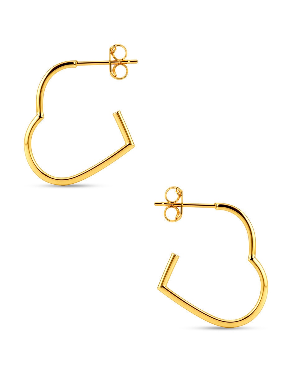 Aretes cortos de Corazón de Oro rosa 14 K con acabado brillante