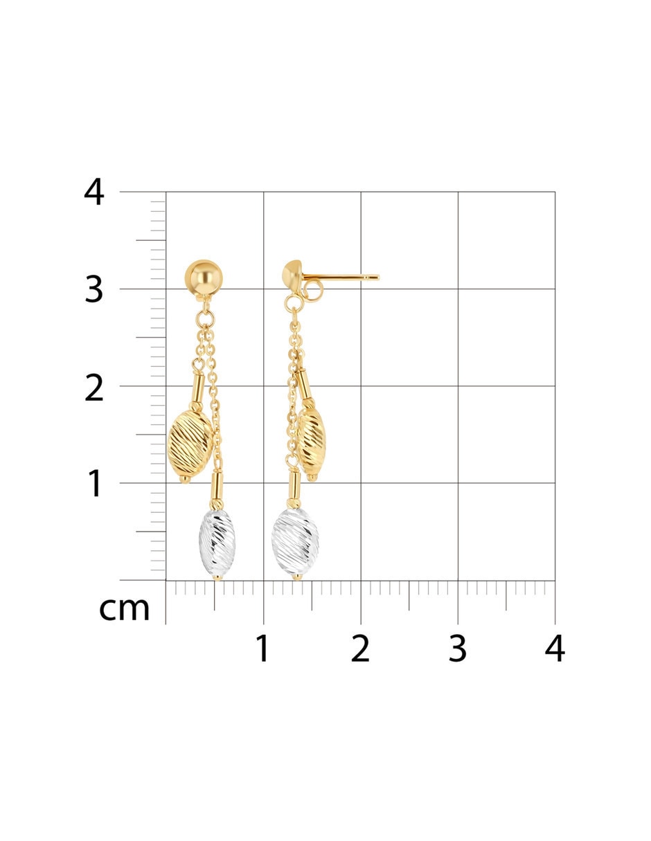 Aretes largos de Eslabones Joyerias Bizzarro de oro rosa 14 K con acabado brillante