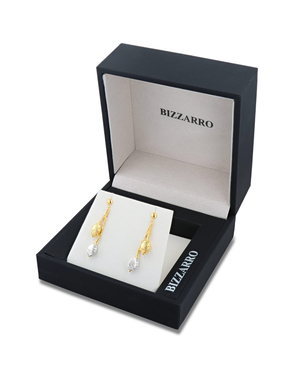 Aretes largos de Eslabones de oro rosa 14 K con acabado brillante 3