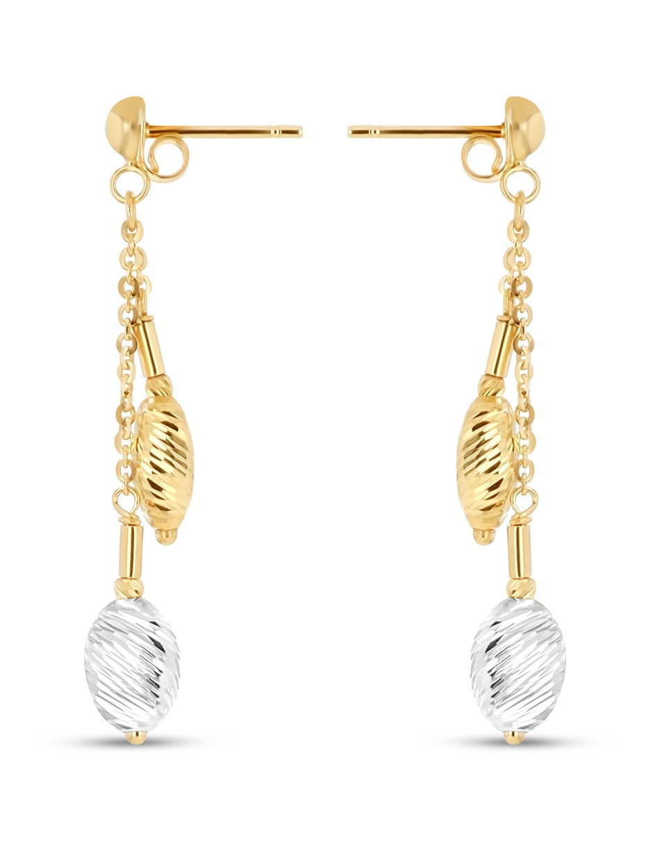 Aretes largos de Eslabones Joyerias Bizzarro de oro rosa 14 K con acabado brillante
