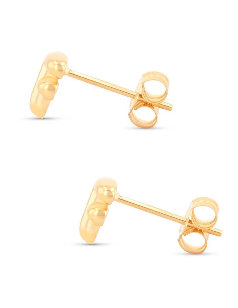 Aretes cortos de Letra F Joyerias Bizzarro de oro rosa 10 K con acabado brillante