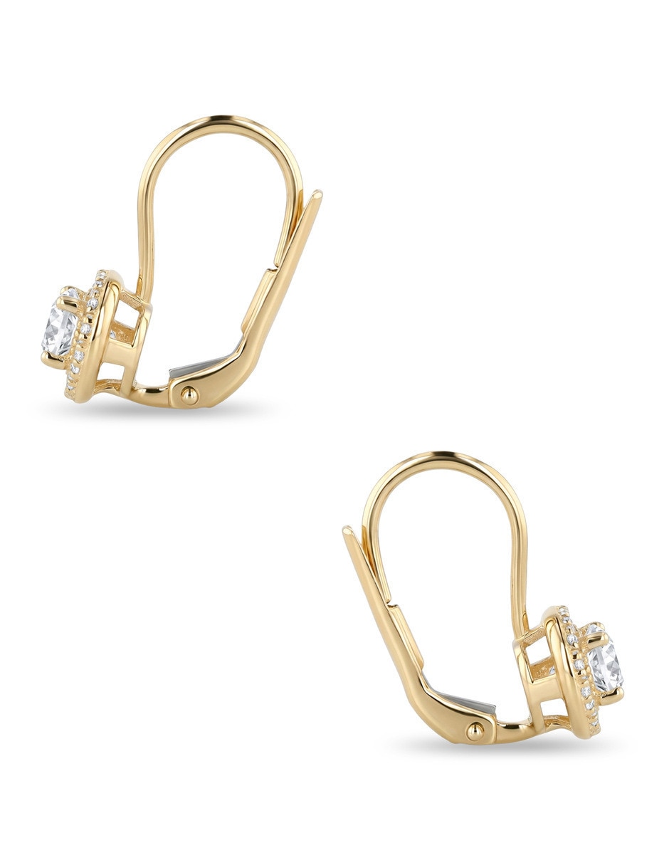 Aretes cortos Joyerias Bizzarro de oro rosa 14 K con acabado brillante zirconia