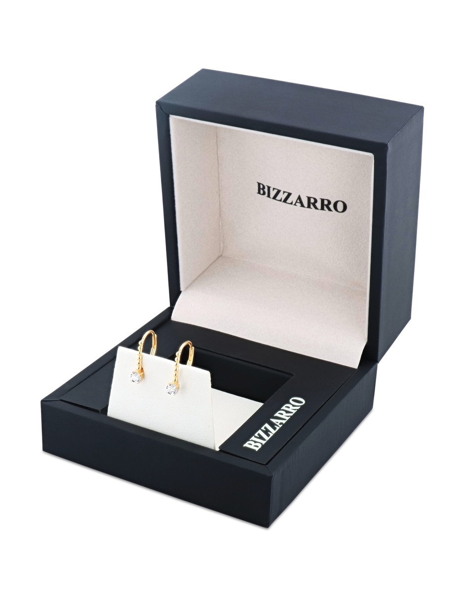Aretes cortos de circular de oro rosa 14 K con acabado brillante diamante 3