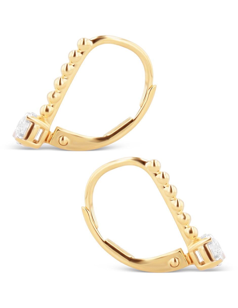 Aretes cortos de circular Joyerias Bizzarro de oro rosa 14 K con acabado brillante diamante