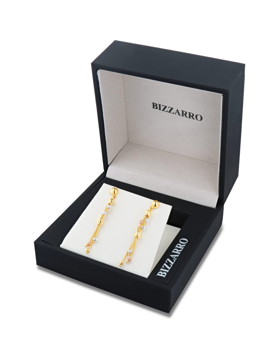 Aretes largos de oro rosa 14 k con acabado brillante 3