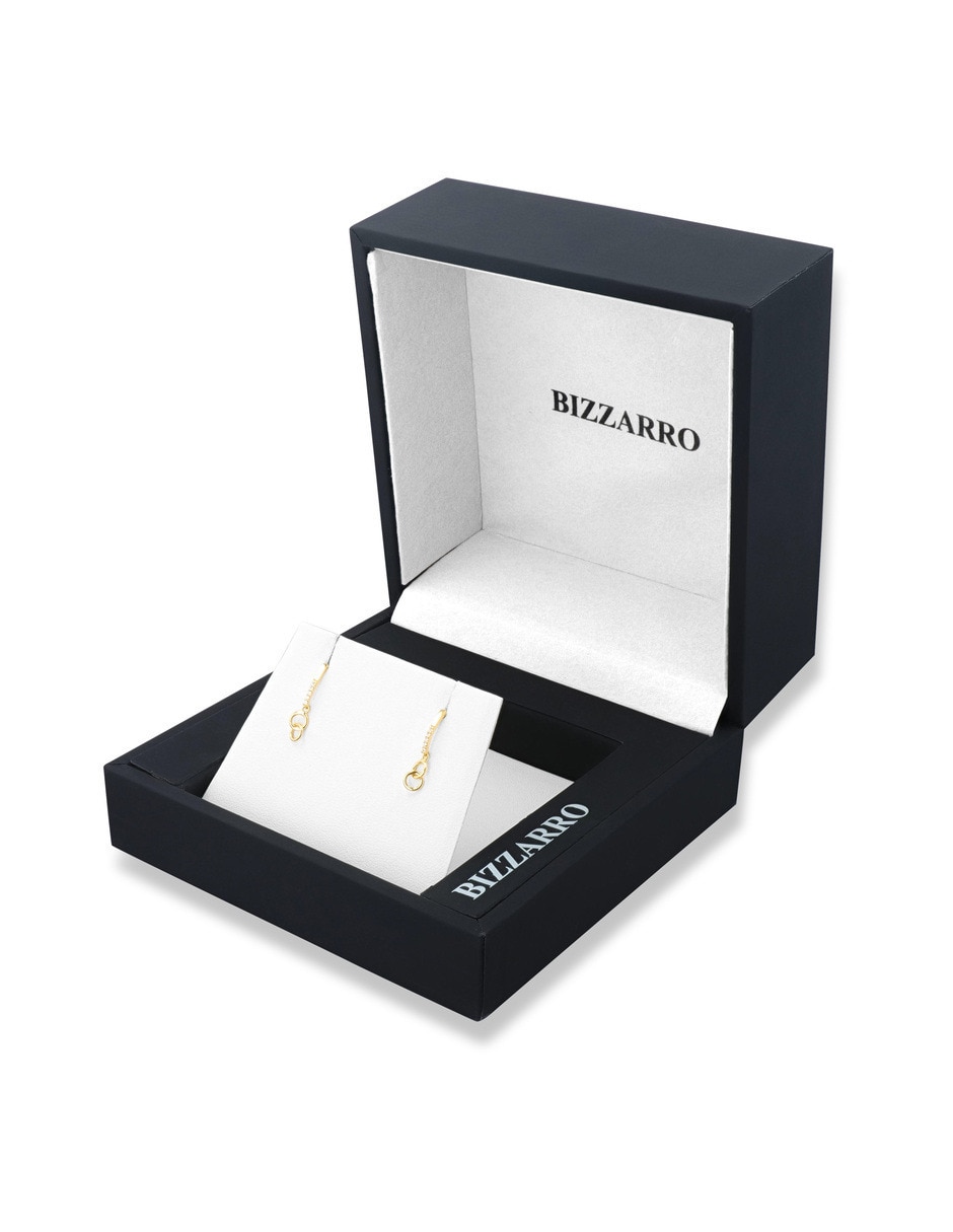 Aretes cortos Joyerias Bizzarro de oro 10 K con acabado brillante zirconia