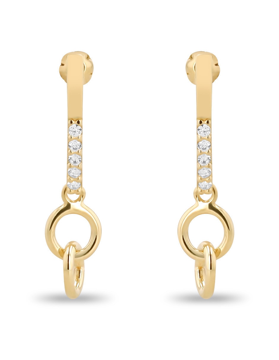 Aretes cortos de oro 10 K con acabado brillante zirconia