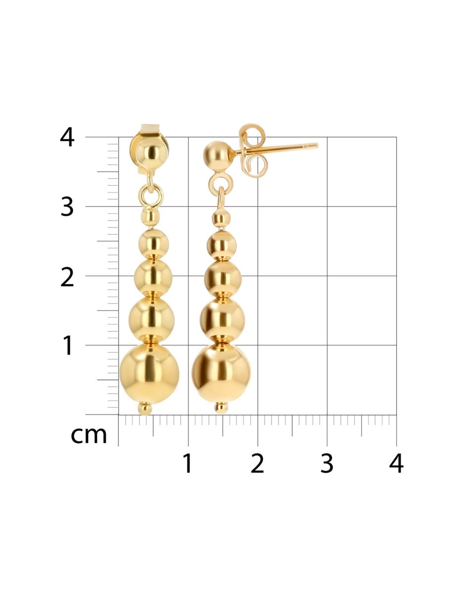 Aretes largos de esfera Joyerias Bizzarro de oro rosa 14 K con acabado brillante