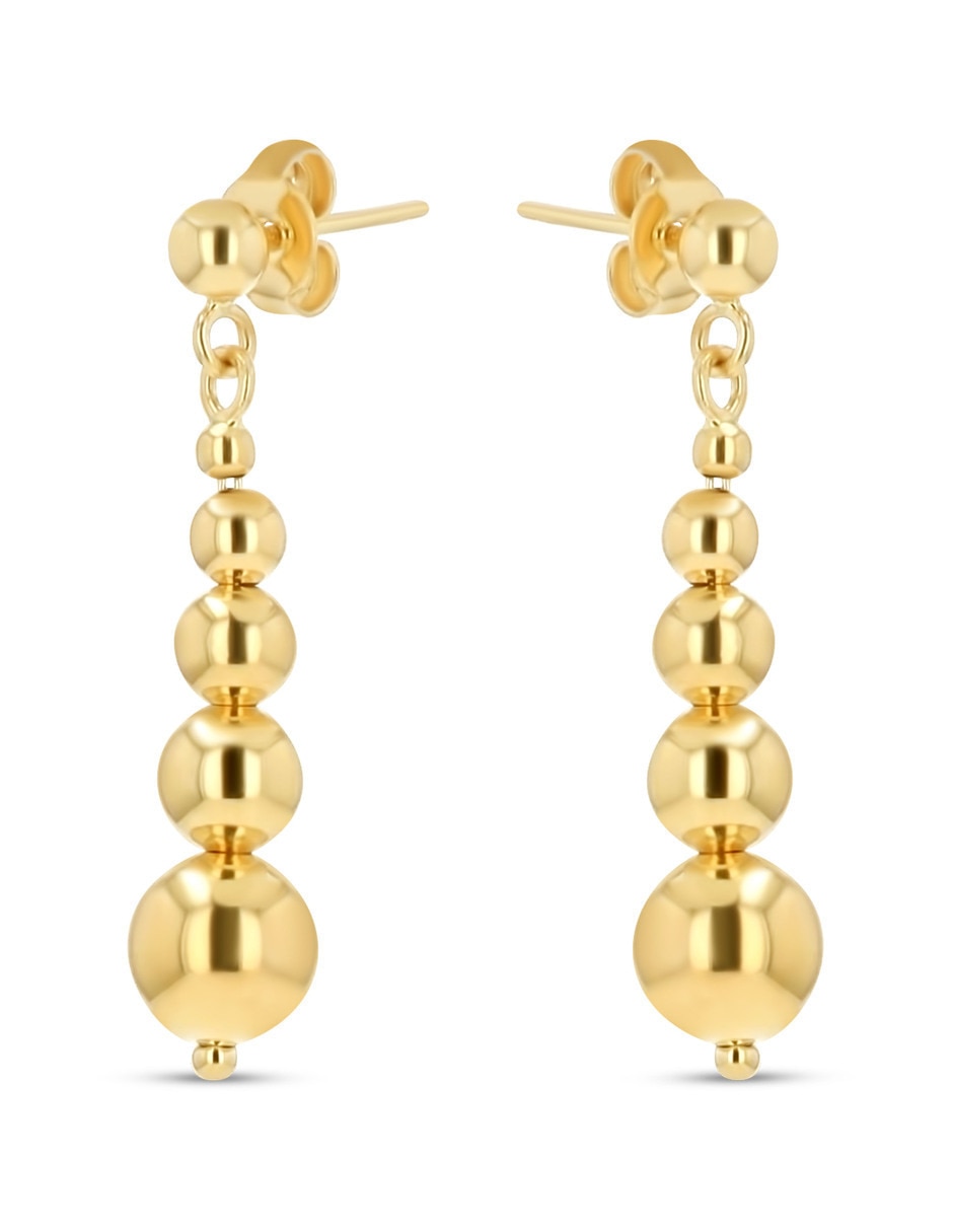 Aretes largos de esfera Joyerias Bizzarro de oro rosa 14 K con acabado brillante