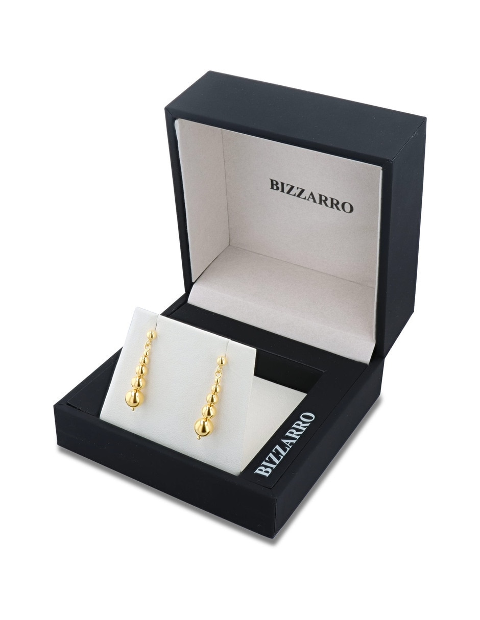 Aretes largos de esfera Joyerias Bizzarro de oro rosa 14 K con acabado brillante