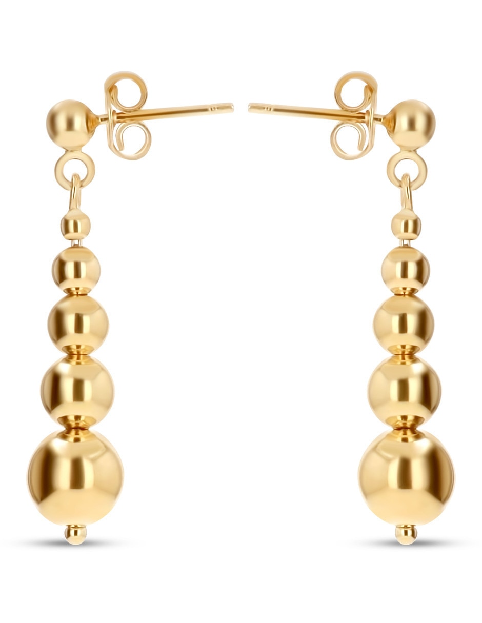 Aretes largos de esfera Joyerias Bizzarro de oro rosa 14 K con acabado brillante
